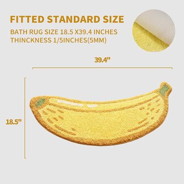 Килимок для ванної з банановою тематикою, нековзний, м&39який та вбираючий килимок для ванної кімнати, можна прати, 47 x 100 см, жовтий банановий малюнок