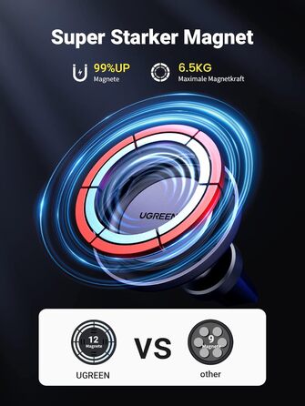 Тримач для мобільного телефону автомобільний магніт з металевим кільцем сумісний з MagSafe iPhone 16/15/14/13 Pro Max та всіма сма