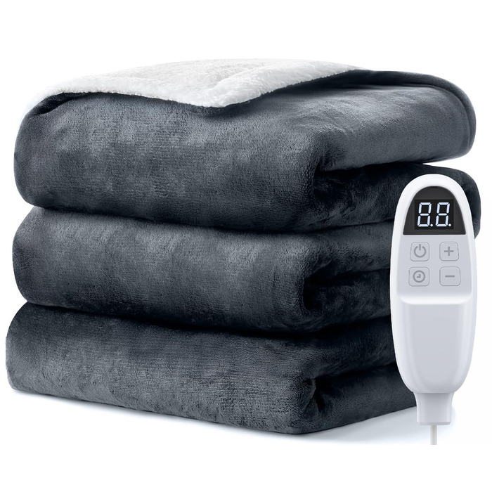 Електрична ковдра з підігрівом XXL 200x180 см, з автоматичним вимкненням, 6 режимів нагріву, для ліжка та дивана, із захистом від перегріву, можна прати 200180 см