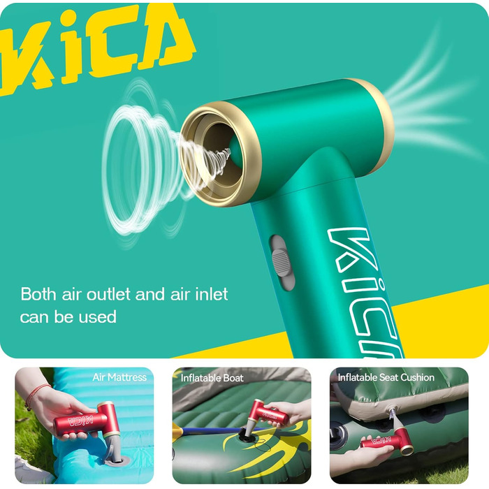 Електричний повітродув Kica JetFan 2 - заміна розпилювача стисненого повітря, що перезаряджається, ручний повітродув, міні-повітродув для ноутбука, клавіатури, автомобіля, дивана, офісного обладнання, 22500-101000 обертів за хвилину - чорний