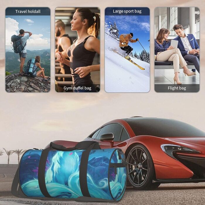 Тропічний пляж, пальми, захід сонця, кругла форма, велика місткість, дорожня сумка, легка та міцна, подарунок для піших прогулянок, відпустки, ділових поїздок та іншого, Magic Blue Fox, універсальний розмір