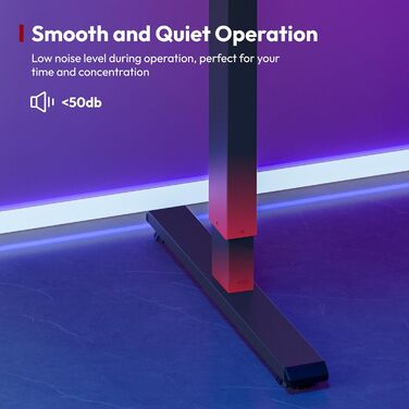 Стіл з регульованою висотою 180x80 см, Електричний ігровий стіл, Стіл з функціями пам&39яті та гачками, Чорний 180x80 см Чорний