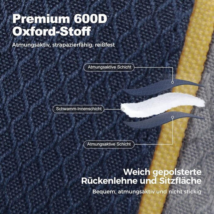 Крісло для кемпінгу LET&39S CAMP, складне крісло, велике рибальське крісло з тримачами для напоїв, сумка-холодильник, вуличне крісло, витримує до 200 кг, синє