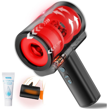 Електричний мастурбатор для чоловіків, подвійні рукави з телескопічною функцією, обертова та вібруюча секс-іграшка для чоловіків, реалістичний кишеньковий мастурбатор для кицьки, секс-машина, секс-іграшки