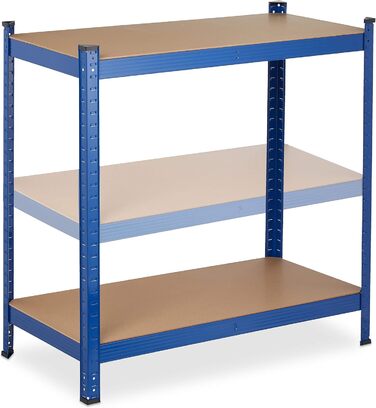 Надміцний стелаж Relaxdays, 5 ярусів, сталь, ВxШxГ 180 x 90 x 45 см, синій Вантажопідйомність 875 кг, вставний монтаж, підвал, гараж