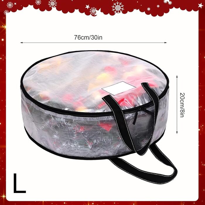 Коробки для зберігання, корони, 2 прозорі кишені для гірлянд органайзер для декорування гірляндами, для різдвяних вечірок, Хеллоуїна, зберігання вдома, шафі, гаражі 76 x 20 см