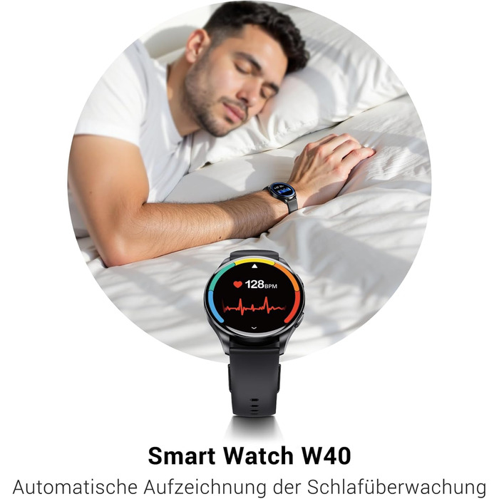 Розумний годинник IOWODO для жінок та чоловіків 2026 року (круглий 1,43-дюймовий AMOLED) Bluetooth-дзвінки батарея 380 мАг (7 днів) 2 браслети Водонепроникність IP68 100 спортивних режимів Цілодобовий моніторинг серцевого ритму SpO2 аналіз сну iOS/Android