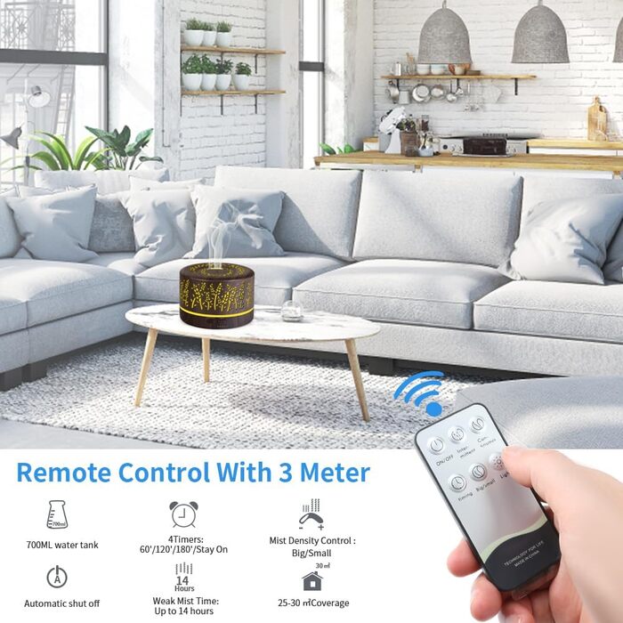 Дифузор аромату YONGYAO, ультразвуковий ароматерапевтичний дифузор для ефірних масел 500 мл, кімнатний зволожувач повітря електрич