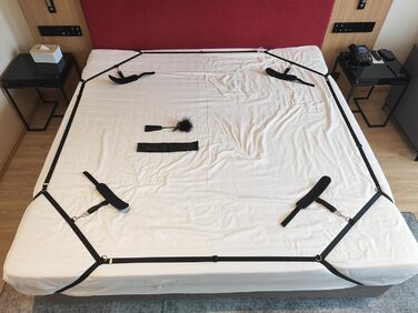 Набір для звязування БДСМ Обмежувачі для ліжка Секс-іграшка для пар I Надзвичайно стабільний набір для звязування з обмеженнями для ліжка, наручниками, завязаними очима, ременями для ліжка, регульованою довжиною, швидким встановленням за 1 хвилину