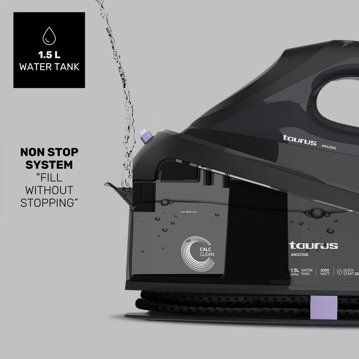 Прасувальна станція Taurus Дивовижний SSD3000 Тиск 7 бар Потужність 3000 Вт тихий Готовність до використання за 30 секунд Електронний паровий удар 400 г/хв Бак 1,5 л Керамічна підошва