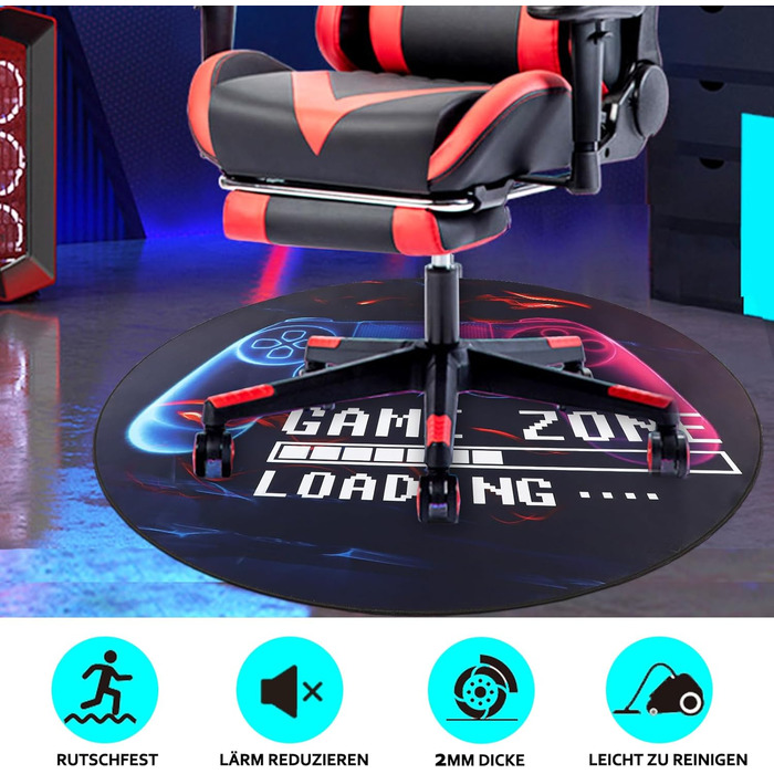 Килимок для ігрового крісла Capslpad для дерев&39яних підлог, нековзний захисний килимок для підлоги, гумовий килимок для ігрового контролера, комп&39ютерного крісла для ігрової кімнати, декор для домашнього офісу (круглий 120 см, чорний)