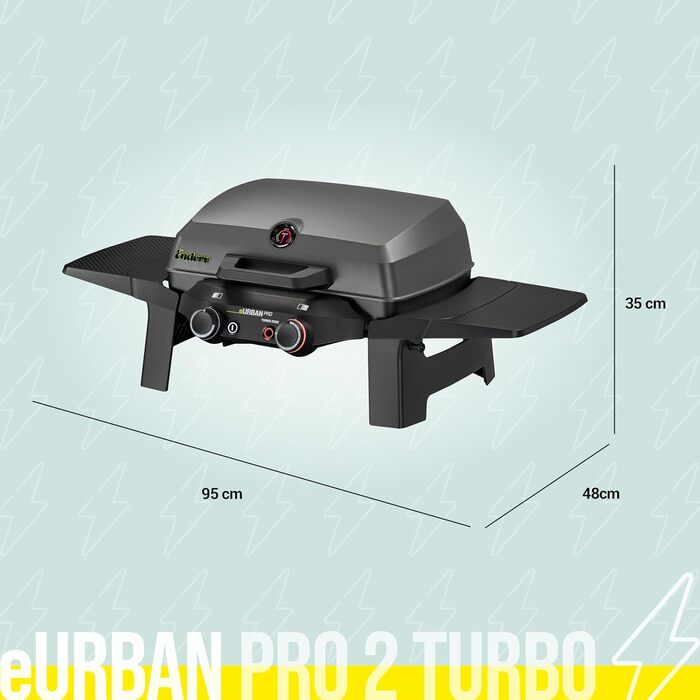 Електрогриль Enders eURBAN PRO 2 Turbo настільний гриль з емальованим чавунним решіткою, знімною бічною полицею та системою швидкого нагріву, портативний компактний гриль для балкона, 9719 eURBAN Pro 2 (2026) Single