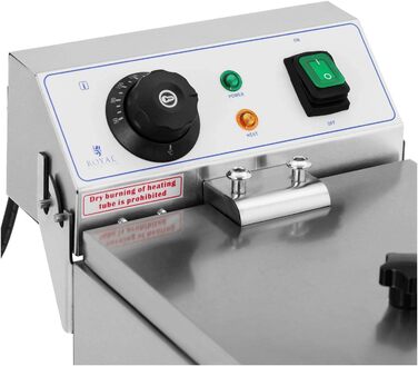 Електрична фритюрниця Royal Catering RCEF 08EB (8 л, 3 200 Вт, діапазон температур 50-200 C, холодна зона, з кришкою)
