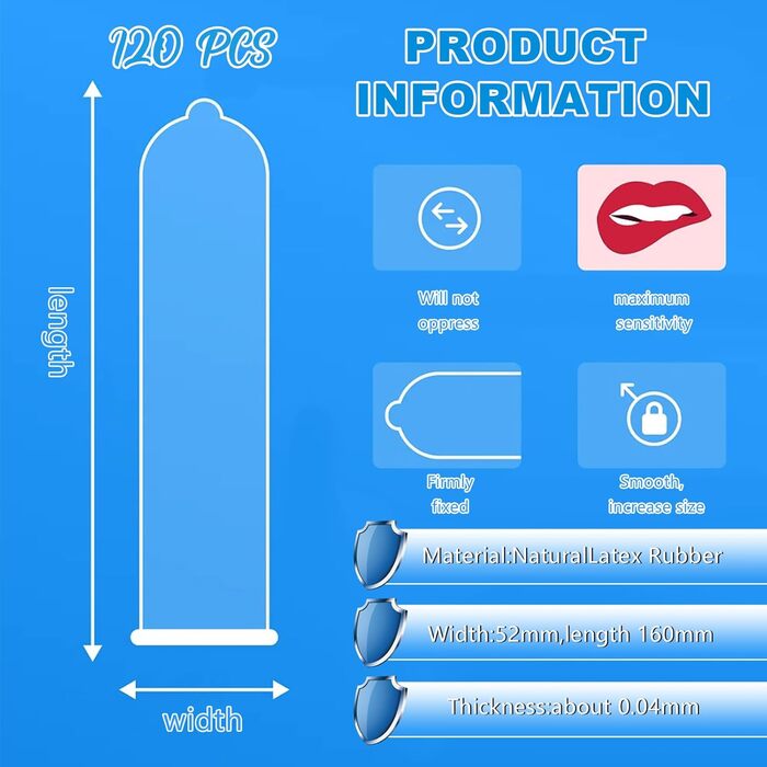 Презервативи Ycaaeo Safety, ультратонкі 0,05 мм, 120 шт