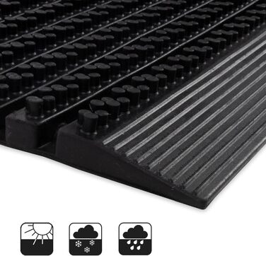 Килимок для дверей KARAT для використання в приміщенні та на вулиці - Килимок для дверей з міцними щітками - Вхідний килимок - Килимок для бруду, скребок для взуття, килимок для дверей (60 x 90 см, гума) Гума 60 x 90 см (прямокутний)