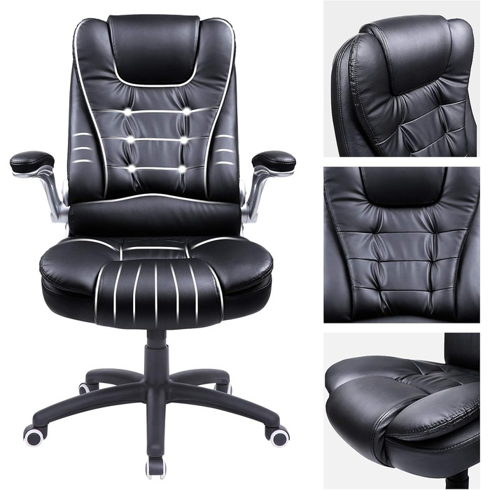 Гоночне крісло Офісне крісло Ігрове крісло Крісло керівника Обертове крісло PU, чорне, OBG51B чорний 54 x 48 x (111-121) см