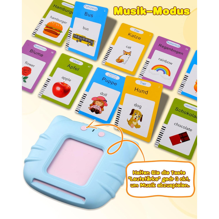 Говорячі флеш-картки, стандартна німецька мова - 255 аркушів, 510 слів, розмовні флеш-картки, розвиваючі іграшки для малюків 2-4 р