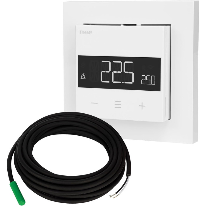 Кімнатний термостат Heatit Z-TRM6 Z-Wave Plus з EXT. Датчик для теплої підлоги електричний і водяний, ІЧ нагрів, колір білий RAL 9003