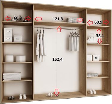 Шафа-купе - Шафа для спальні - Шафа для спальні - Шафа - Шафи - Біла Шафа - 250x200x62 см 250x200x62 см Білий