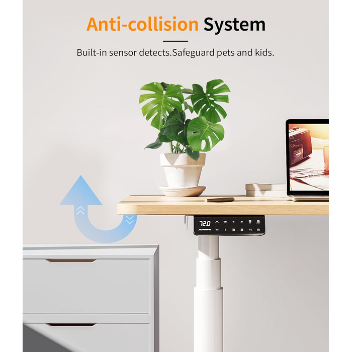 Каркас столу MAIDeSITe EL2 Plus Art з регульованою висотою та овальною конструкцією ніжок, електричний двомоторний каркас столу з регулюванням висоти від 62 до 125 см, 4 елементи керування пам&39яттю, стіл з регульованою висотою, білий