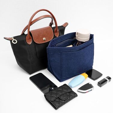 Вставка-органайзер для гаманця з фетру для сумочки Longchamp Le Pliage L (темно-синя, велика) Велика Темно-синя