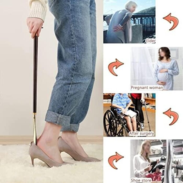 Взуття GETSTREE Pull, Pull Shoes, Horn Long Handle для висококласного розкішного гаджета для взуття з левовою головою, Побутовий підйомник взуття з довгою та короткою ручкою, Вишукана сумка для зберігання XXL