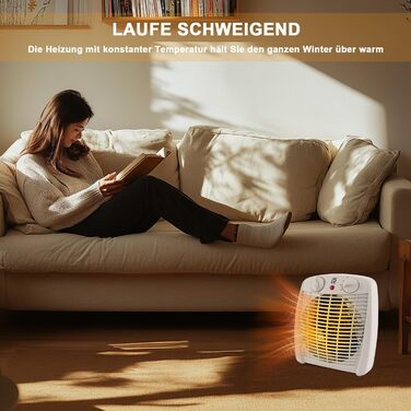 Портативний вентилятор-обігрівач з 3-ступінчастим регулюванням потужності (1000 Вт/2000 Вт/Холодне повітря), портативний тихий електричний обігрівач із захистом від перегріву та перекидання, невеликий обігрівач для спальні, офісу та ванної кімнати