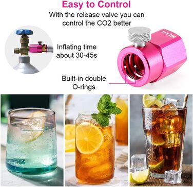 Адаптер для заправки CO2 ASOFTY, сумісний з SodaStream Duo, Crystal 3.0, Gaia, Art, Terra, циліндр E-Duo Quick Connect CO2, компактний адаптер передачі циліндра CO2 для роз'єму W21.8-14 Балон CO2