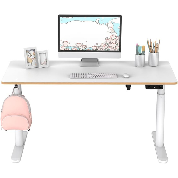 Дитячий письмовий стіл Pulsar, регульована висота - 120x60x55-81 см - Комп&39ютерний стіл для 2 моніторів - для дитячих кімнат, кімнат підлітків - Білий 120x60x55-81 см