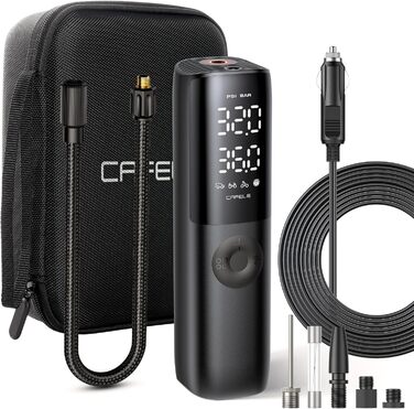 Автомобільна шина з міні-компресором CAFELE 160PSI, електричний повітряний насос DC 12V, портативний з 2 цифровими дисплеями, ткан