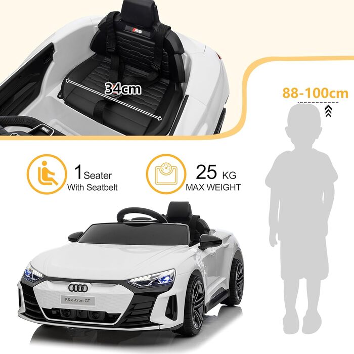 Дитячий електромобіль LEADZM з музикою, клаксоном і фарами, дитячий електромобіль на 12 В з пультом дистанційного керування 2.4G,