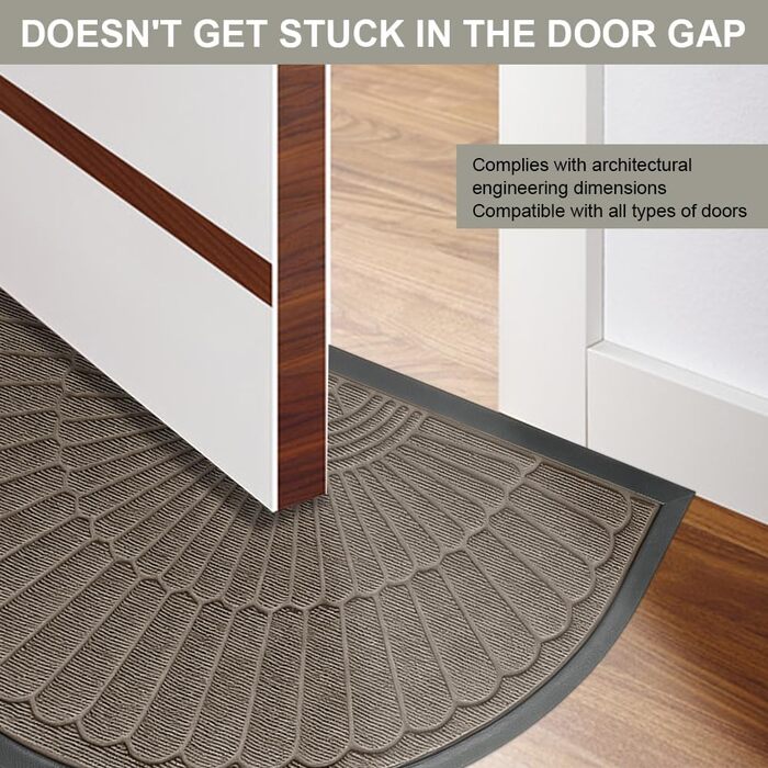 Напівкруглий килимок для дверей 50x80 см, нековзкий, для використання всередині/зовні, миється, стійкий до атмосферних впливів, брудозатримуючий килимок (коричневий)