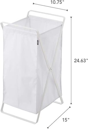 Кошик для білизни Yamazaki 2484 TOWER, білий, сталь/поліестер/поліпропілен, мінімалістичний, 30 x 36 x 64 см