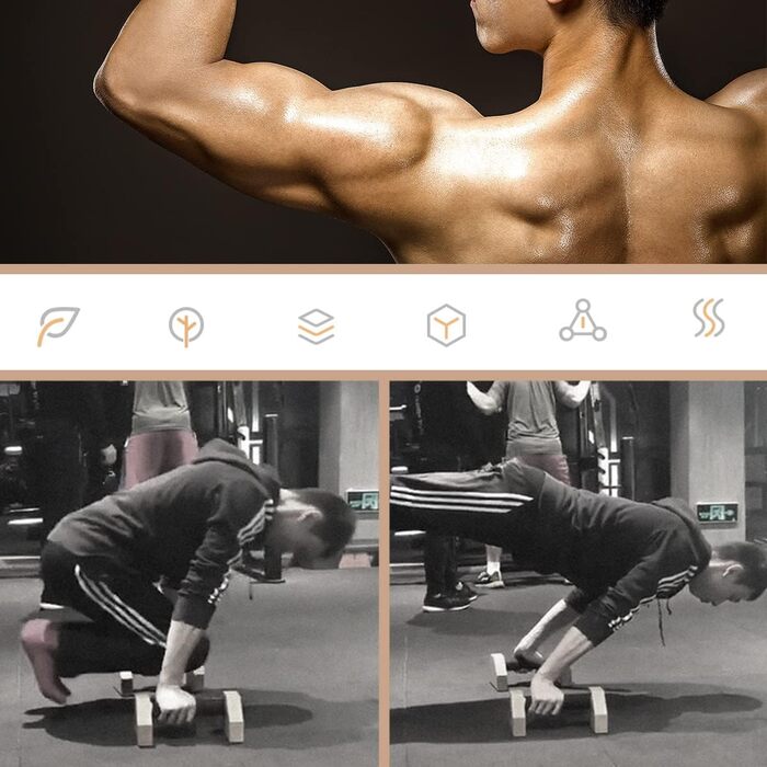 Бруси Parallettes, стійки для віджимань, стійки на руках, віджимань на планці, калістеніки, силових тренувань, паралельні бруси (30 x 13 x 9 см), колір дерева, 25 см