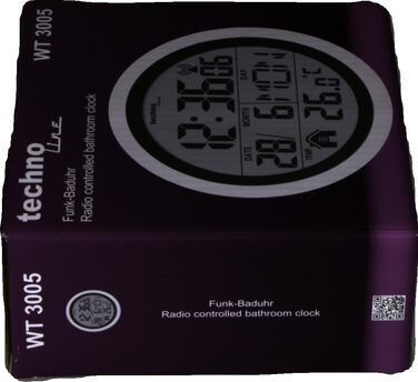 Цифровий настінний радіокерований годинник для ванної кімнати, пластик, сріблястий, Ø 147 x 79 мм, 3005