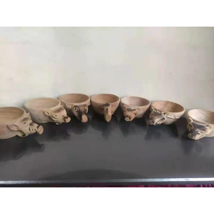 Дерев&39яна чашка MUGUOY Kuksa ручної роботи - чашка із зображенням голови тварини Kuksa Guksi, дерев&39яна чашка kuksa для мандрівників та кемпінгу в буші, гарний подарунок для любителів природи. (Лис*1)