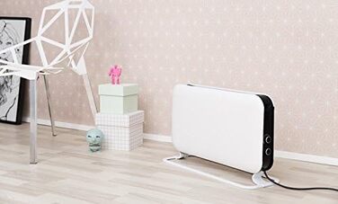 Електричний радіатор Mill 2000 Вт, Електричний конвекторний обігрівач 24-28 м, Окремостоячий електричний обігрівач, Тихий електричний обігрівач, Електричний радіатор з термостатом, Електричний обігрівач для використання в приміщенні, Білий, 24-28 м MEC