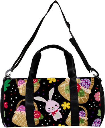 Спортивна сумка, маленька дорожня сумка, сумка для йоги, великодні яйця з кроликами, барвисті квіти, сумка для фітнесу на відкритому повітрі, ручна поклажа