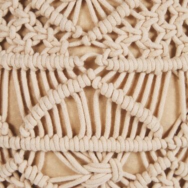 Подушка-шезлонг Beliani Pouf з в&39язаним м&39ячим сидінням, бежева, 40x40 см, кругла, бавовна, Кайсері