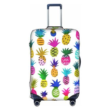 Чохол для валізи BREAUX з яскравим принтом ананасів, унікальний двосторонній дизайн, білий колір, розмір XL