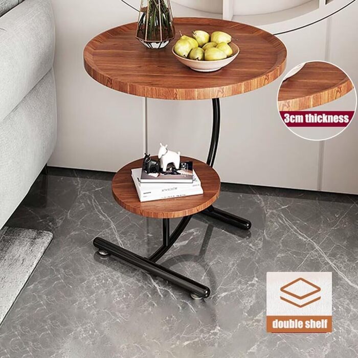 С-подібний журнальний столик, круглий дерев&39яний журнальний столик, круглий журнальний столик, столик для вітальні, маленький столик з подвійною полицею, столик для дивана, сучасний мобільний журнальний столик, маленький журнальний столик для дивана та 