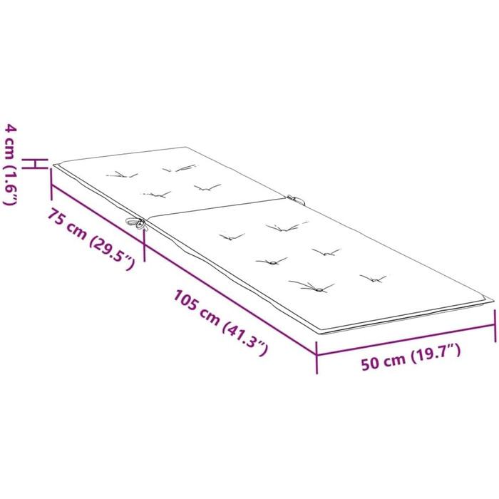 Подушка для шезлонга, Подушка для шезлонга, Подушка для шезлонга в саду, Подушка для шезлонга на відкритому повітрі, бежева (75105) x50x4см