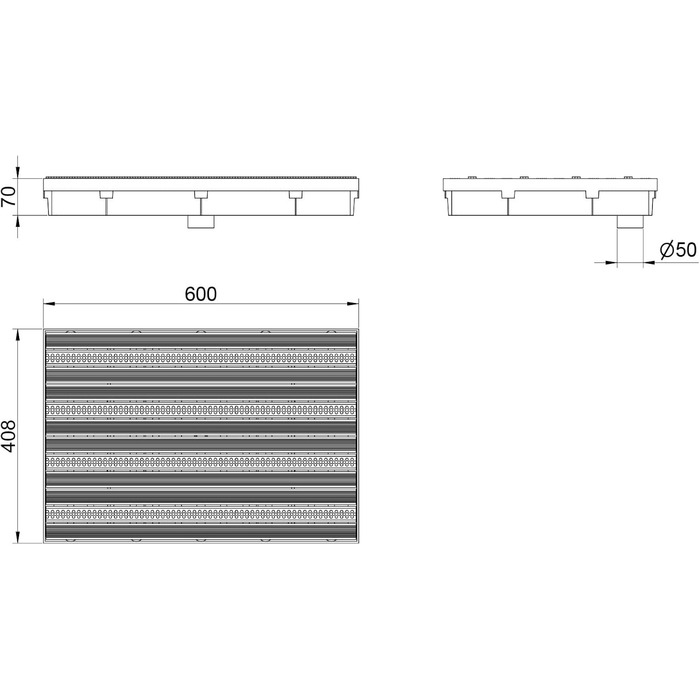 Скребок для взуття 40 x 60 см з піддоном гумовою сіткою та килимком зі щетини
