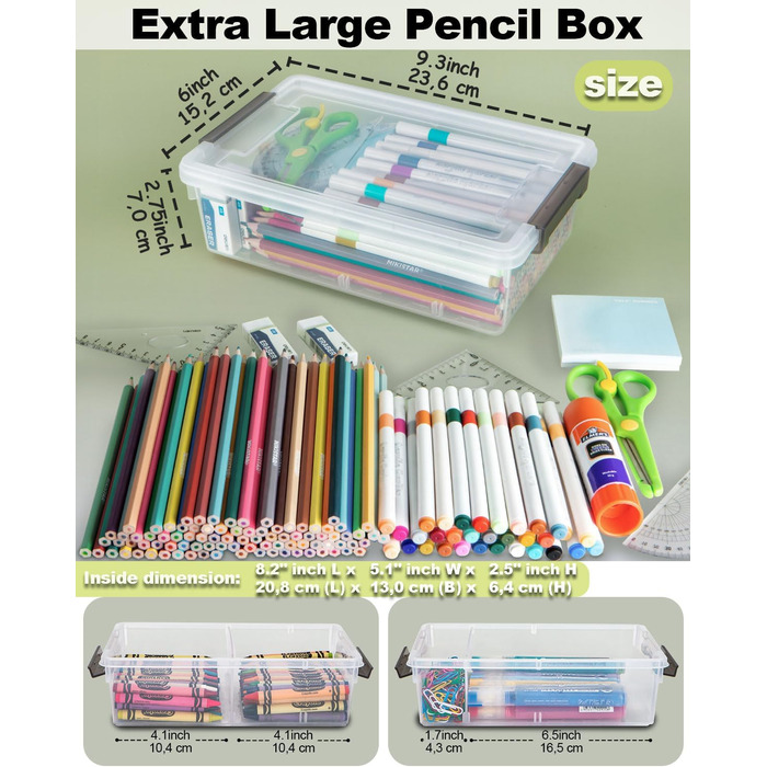 Набір із 6 коробок для зберігання об&39ємом 2,1 л з кришками, маленьких (23,6x15x7 см), потовщених коробок для зберігання з відділеннями, прозорої пластикової коробки з кришкою, штабелюваних коробок для зберігання ручок, будівельних блоків, приладдя для р