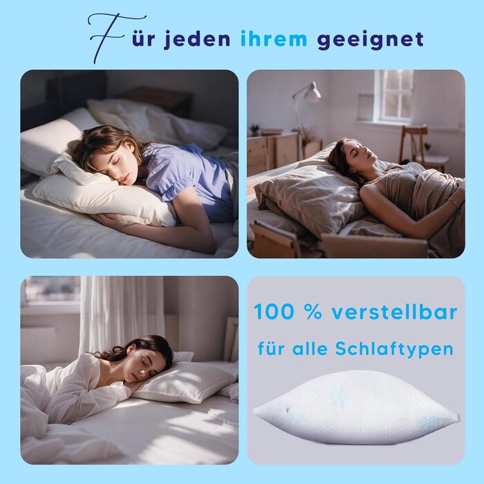 Подушка з піни з ефектом пам&39яті - регульована по висоті подушка з подрібненою піною з ефектом пам&39яті, подушка для шиї, подушка для сну на боці, подушка для підтримки шиї, 60x40x20 см