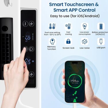 Компресор холодильної камери електричний, 40 л, двозонний, з керуванням через додаток USB, морозильна камера 12 В/24 В, міні-холод