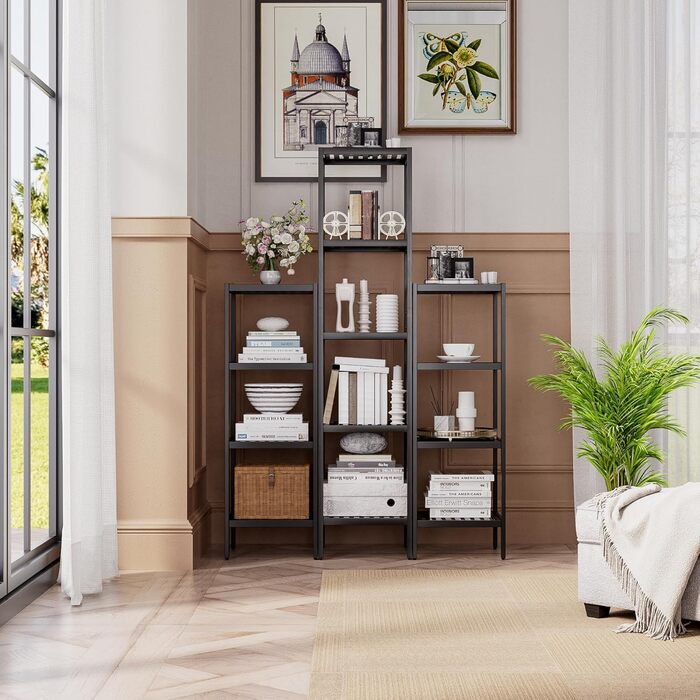 Полиця для зберігання у ванній кімнаті, 5 рівнів, бамбукова полиця, органайзер, багатофункціональна полиця для вітальні, спальні, кухні (чорна) 5 рівнів чорного кольору