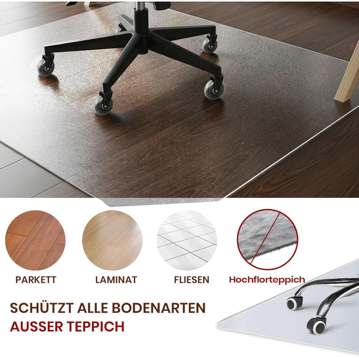 Захисний килимок для підлоги COSYLAND для офісних стільців, напівпрозорий, 90x120 см 90x120 см прозорий