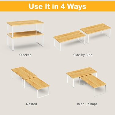 Органайзер для кухонних шаф, полиця з 4 предметів, вставка для кухонної полиці, полиця на кухонну стільницю, вежа для зберігання речей для кухні, ванної кімнати, вітальні - натуральний (натуральний)