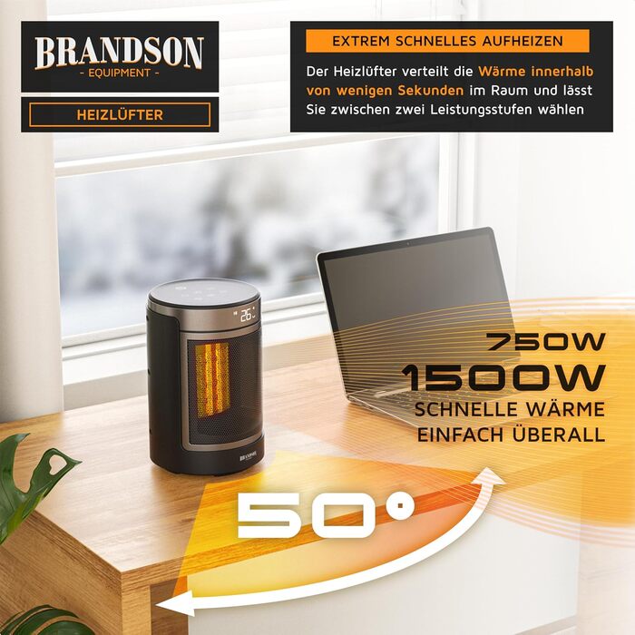 Тепловентилятор з дистанційним керуванням - Режим ECO для енергозберігаючої роботи - Коливання 50 - 2 рівні нагріву - Захист від перегріву та перекидання